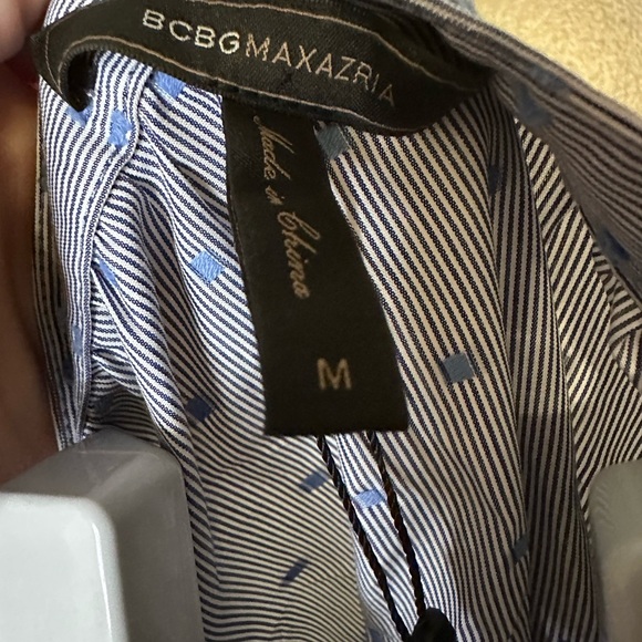 BCBG MaxAzria Cadence Off The Shoulder Cotton Shift Dress Blue NWT - Picture 3 of 5